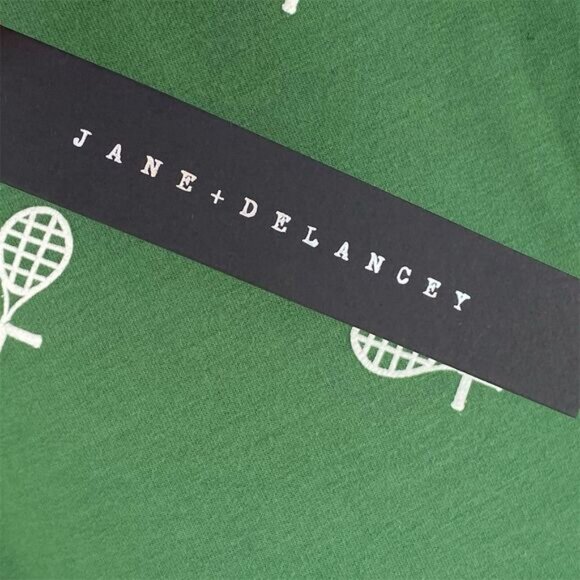 Jane + Delancey Women's 2X Green Tennis Racquet Print Sweatshirt - Picture 7 of 9